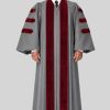 Malachi Gray Pulpit Robe with Velvet for Church Leaders