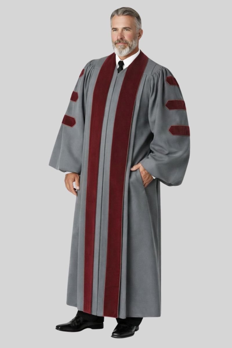 Grey Council Robe Malachi Gray Pulpit Robe Stylish for Church Leaders - Holy Clergy