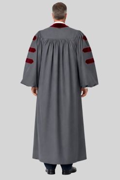 Malachi Gray Pulpit Robe with Velvet for Church Leaders