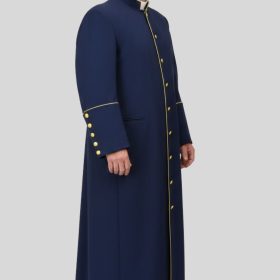 Mantle Honor Navy Clergy Robe with Golden Trim
