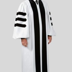 Sanctum White Pulpit Robe with Black Velvet Panel