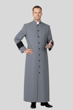Tabernacle Grey Clergy Robe with Black Accents