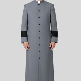 Tabernacle Grey Clergy Robe with Black Accents