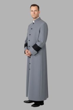 Tabernacle Grey Clergy Robe with Black Accents