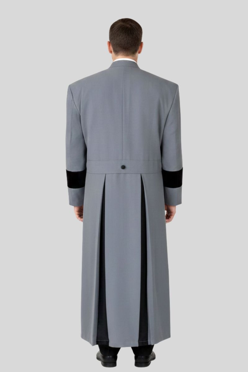 Grey Council Robe Tabernacle Grey Clergy Robe with Black Accents - Holy Clergy