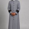 Tabernacle Grey Clergy Robe with Black Accents