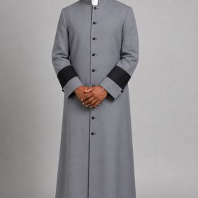 Tabernacle Grey Clergy Robe with Black Accents