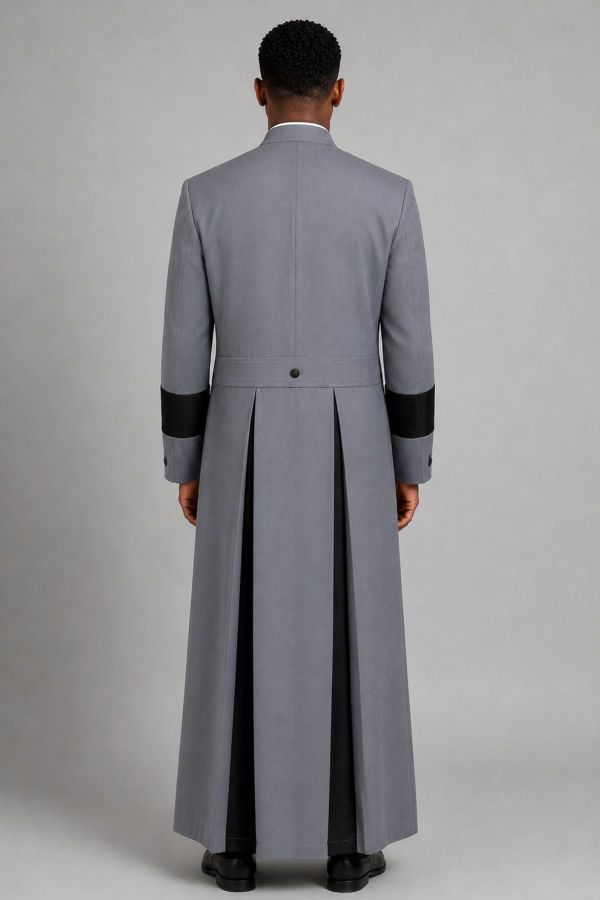 Tabernacle Grey Clergy Robe with Black Accents