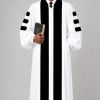White Pulpit Robe with Velvet Panel & Doctoral Bars