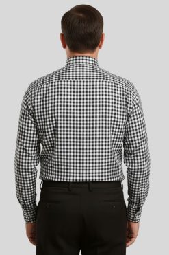 Black Tab Collar Check Clergy Shirt for Men