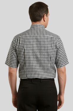 Black Tab Collar Check Clergy Shirt for Men