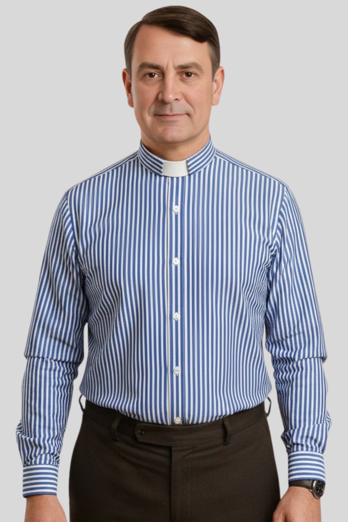 Men’s Royal Blue Striped Clergy Shirt (2) Men’s Royal Blue Striped Tab Collar Clergy Shirt