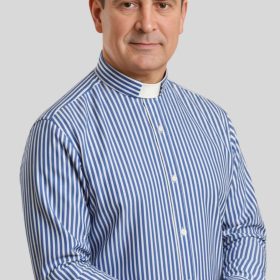 Men’s Royal Blue Striped Tab Collar Clergy Shirt