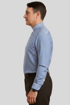 Men’s Royal Blue Striped Tab Collar Clergy Shirt