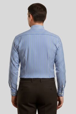 Men’s Royal Blue Striped Tab Collar Clergy Shirt