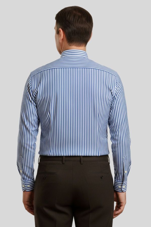 Men’s Royal Blue Striped Tab Collar Clergy Shirt