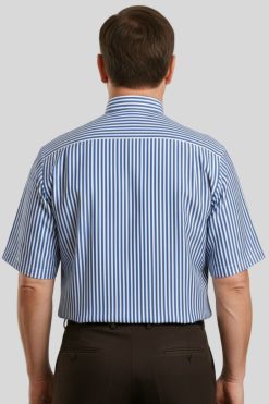 Men’s Royal Blue Striped Tab Collar Clergy Shirt