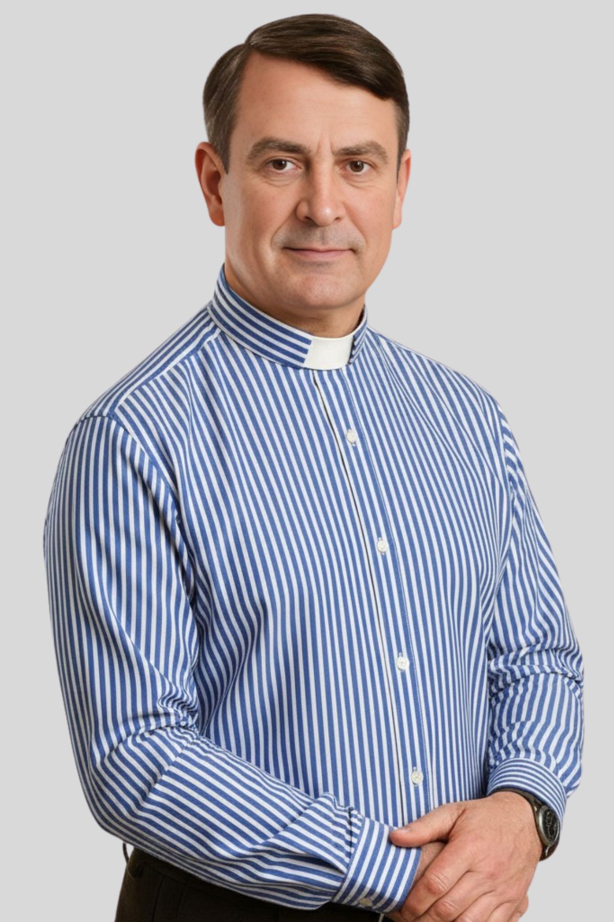 Men’s Royal Blue Striped Clergy Shirt Men’s Royal Blue Striped Tab Collar Clergy Shirt