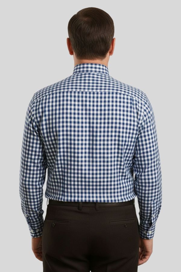 Royal Blue Check Tab Collar Clergy Shirt