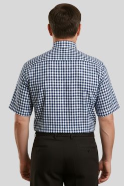 Royal Blue Check Tab Collar Clergy Shirt