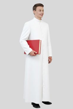 White Adult Altar Server Cassock for Liturgical Services