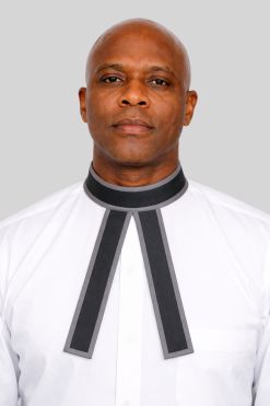 Preaching Band with Decorative Trim Gray