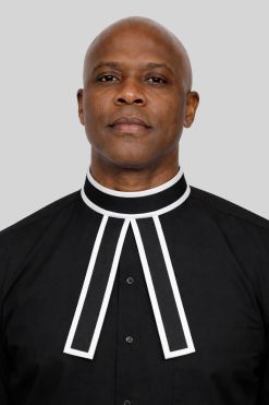 Preaching Band with Decorative Trim White