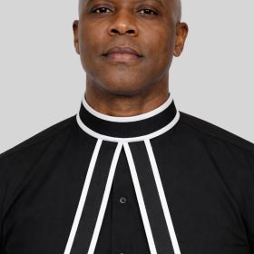 Clergy Preaching Band with Decorative Trim – Elegant Minister Collar