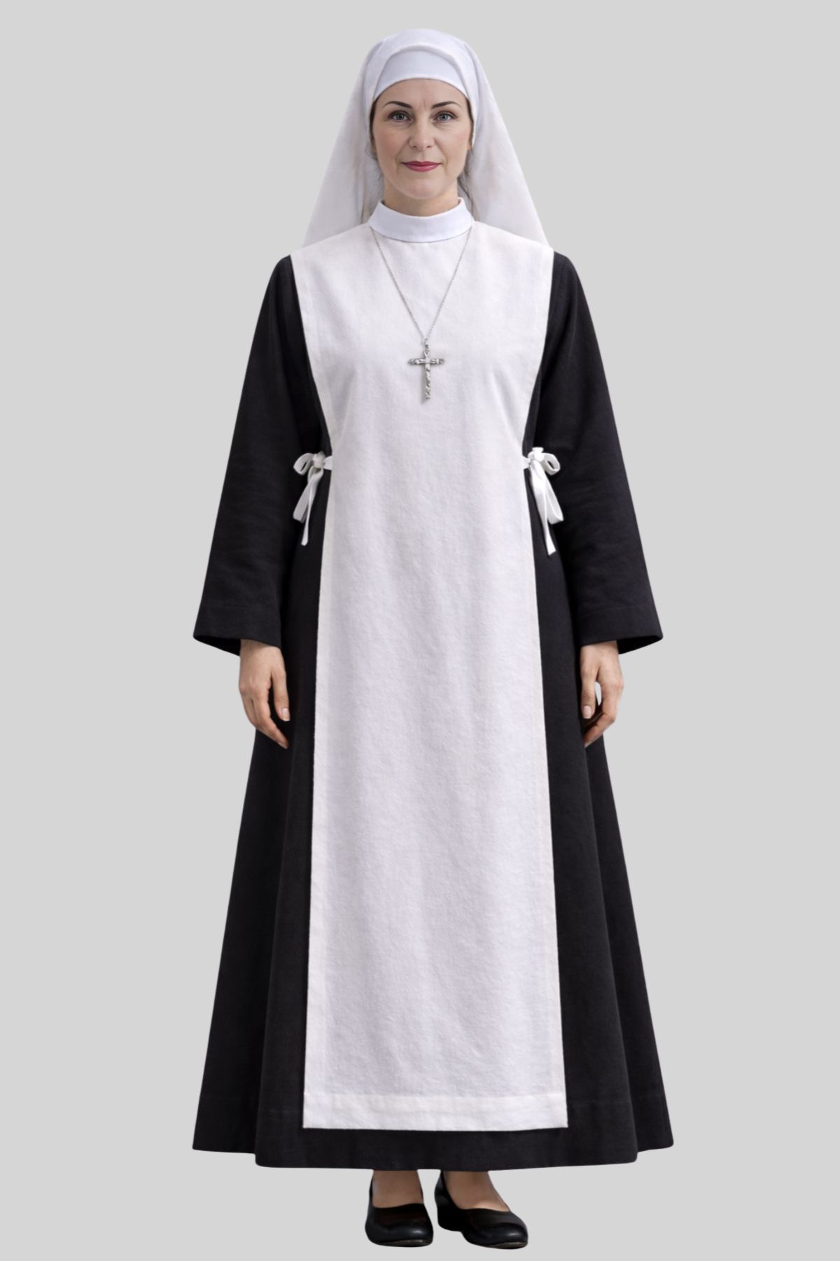 Solemn Black Nun Habit with White Scapular Solemn Black Nun Habit with White Scapular