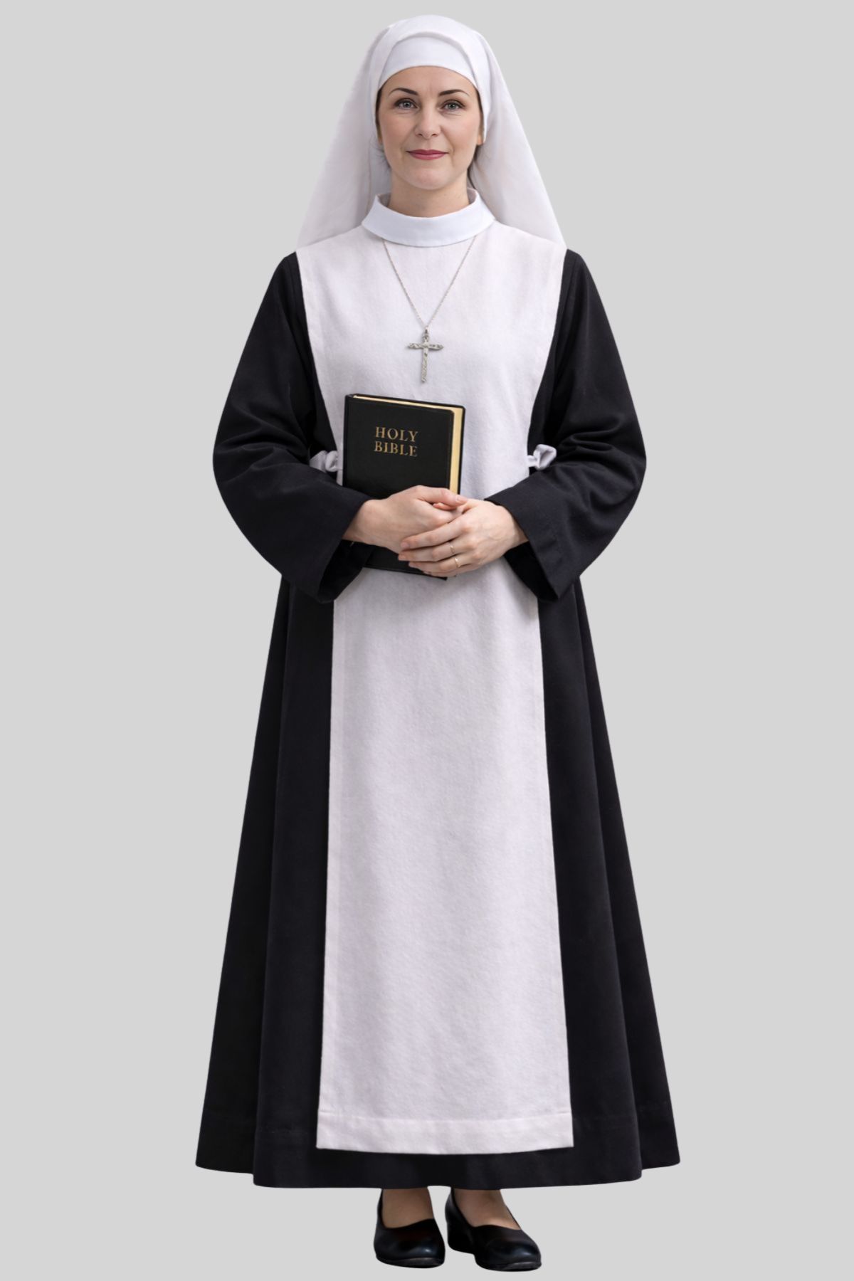 Solemn Black Nun Habit with White Scapular Solemn Black Nun Habit with White Scapular