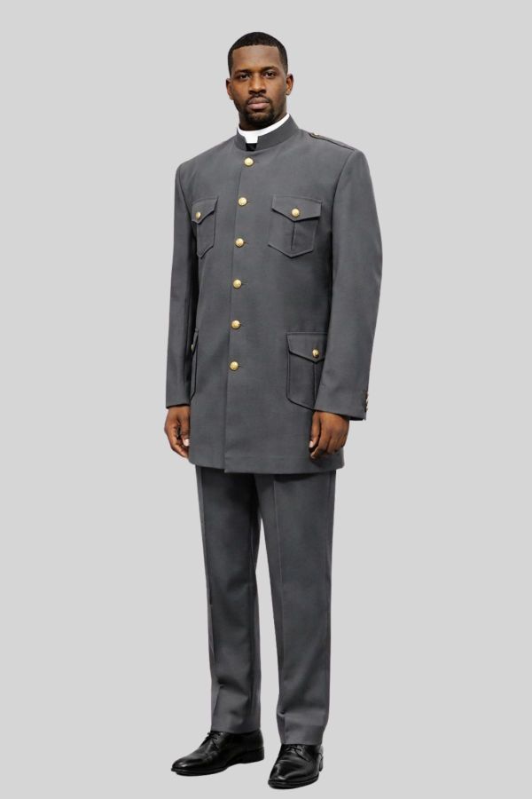 Abbey Gray Clergy Jacket Pant Set for Formal Worship