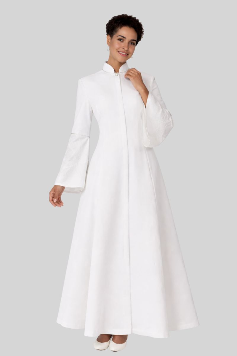 Bell Ringing Robe Lydia Clergy Robe Bell Sleeves Satin Brocade Fit - Holy Clergy