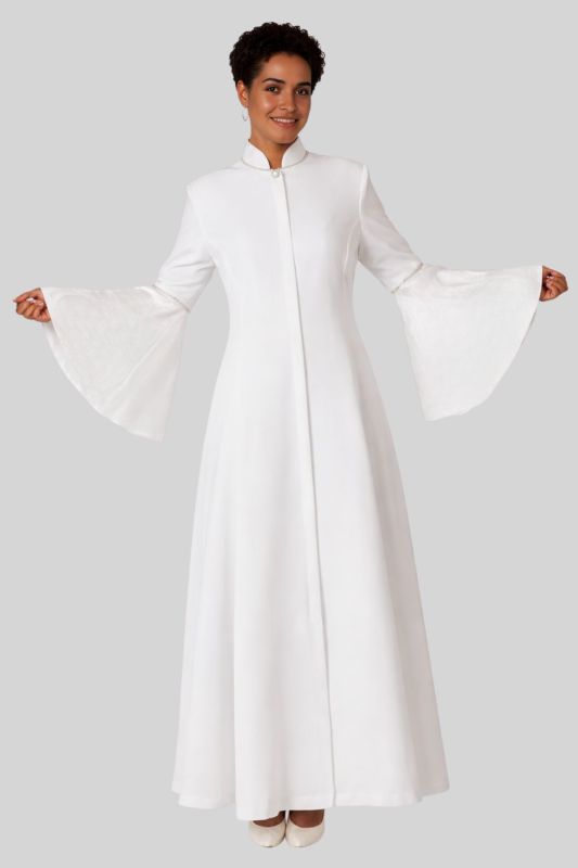 Bell Ringing Robe Lydia Clergy Robe Bell Sleeves Satin Brocade Fit - Holy Clergy