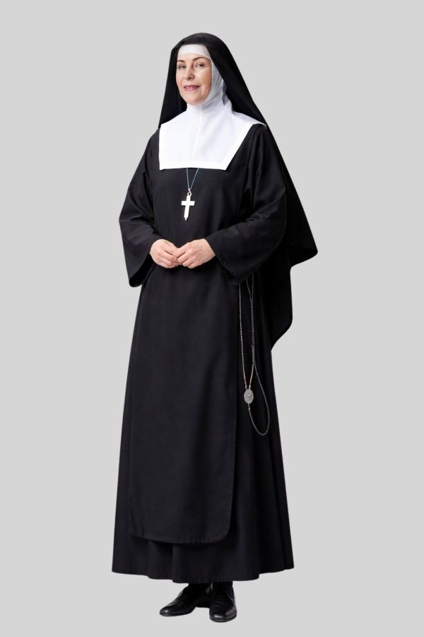 Traditional Black Nun Habit with White Wimple, Veil