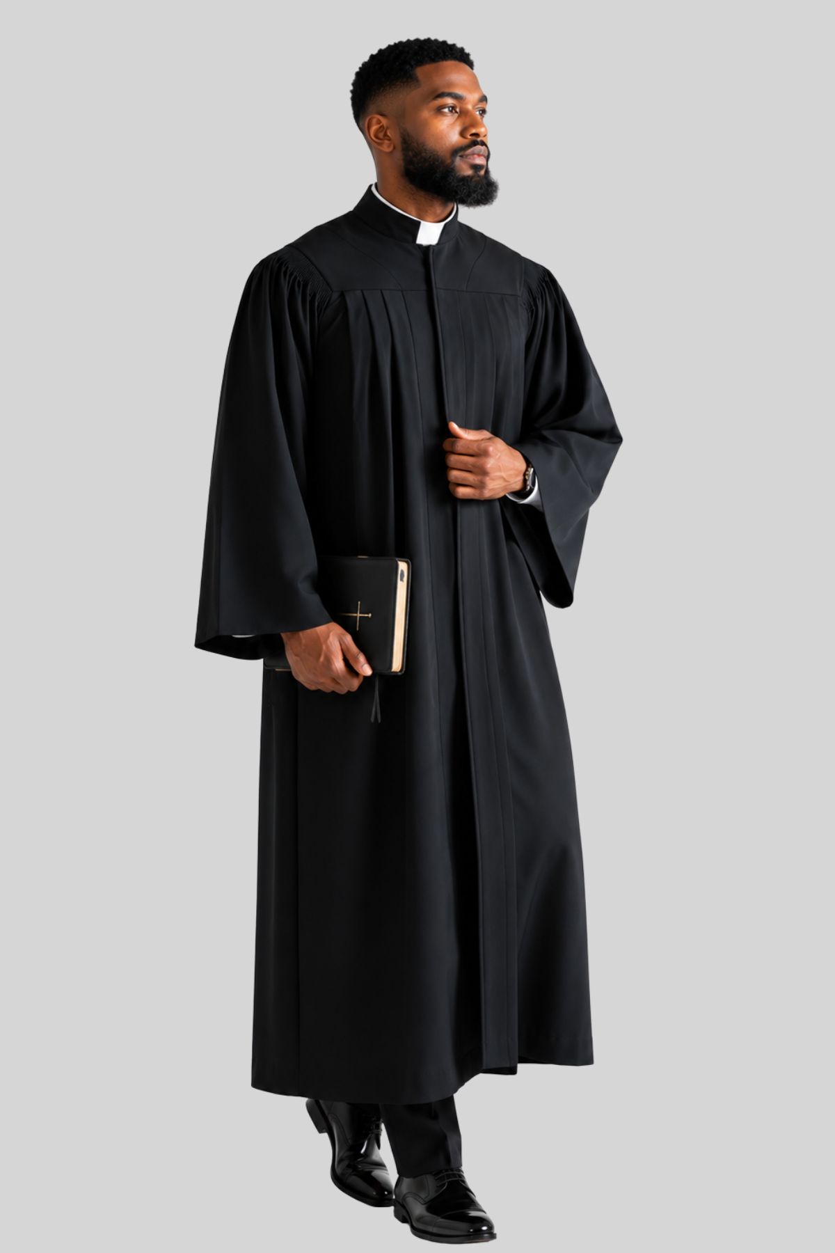 Emmanuel Black Geneva Pulpit Robe for Men (2) Emmanuel Black Geneva Pulpit Robe for Men