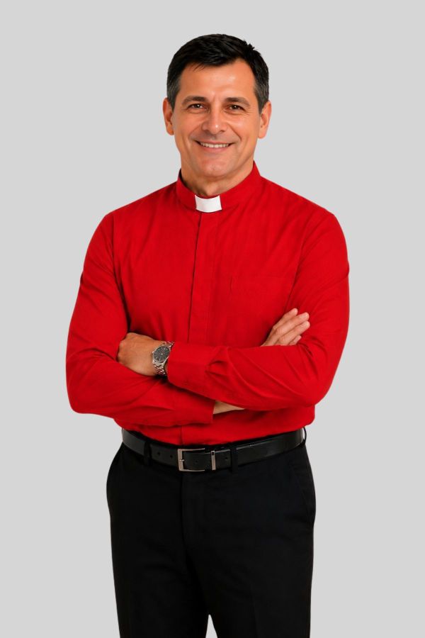 Red Tab Collar Chaplain Clergy Shirt