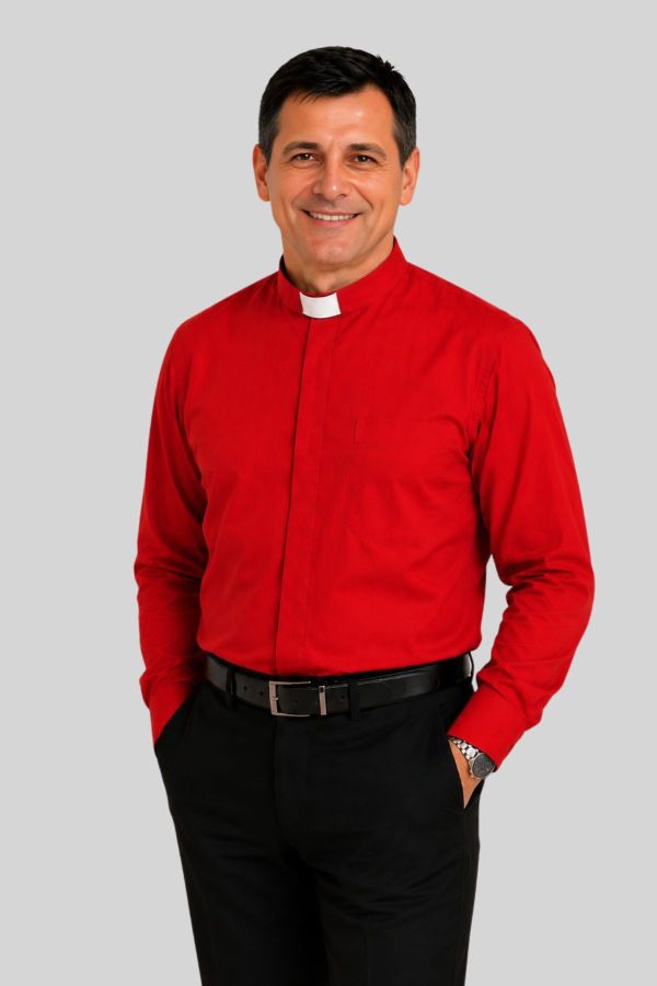 Red Tab Collar Chaplain Clergy Shirt