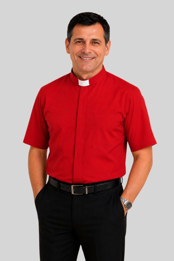 Red Tab Collar Chaplain Clergy Shirt