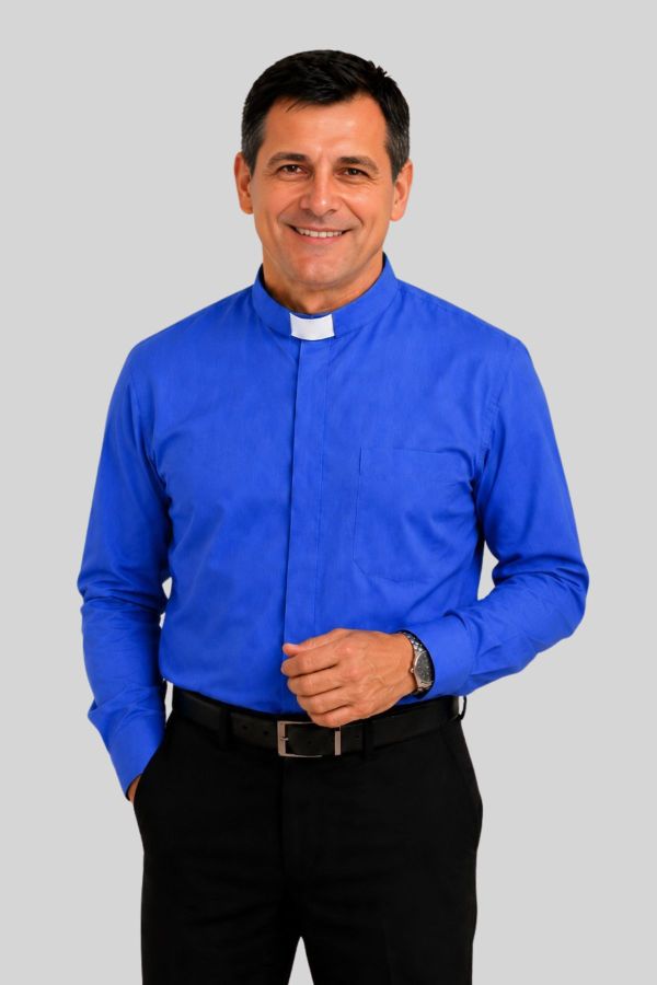 Royal Blue Tab Collar Clergy Shirt for Priests