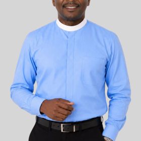 Sky Blue Neckband Clergy Shirt for Priests