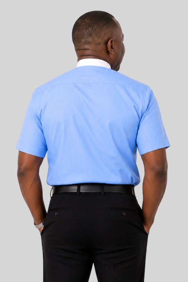 Sky Blue Neckband Clergy Shirt for Priests