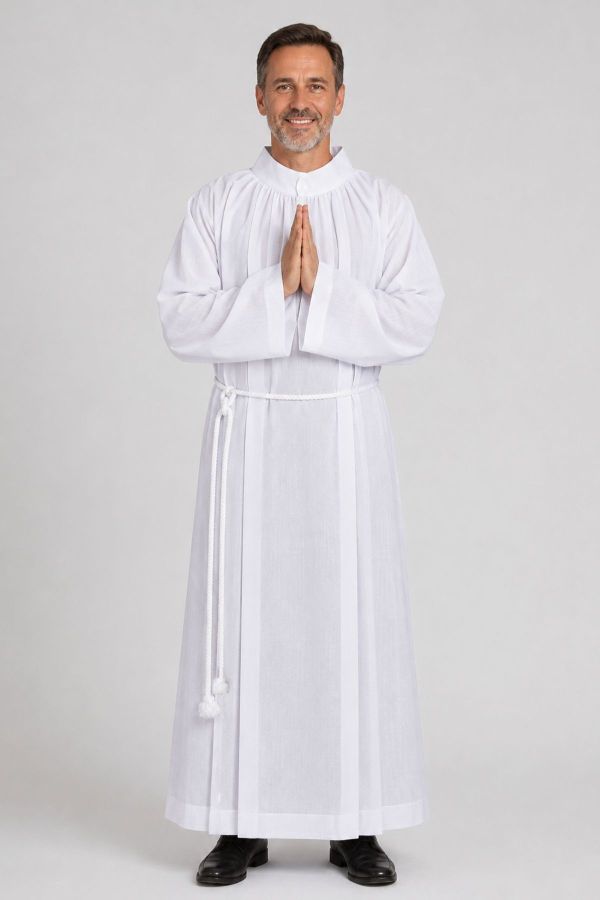 Sacred Pleated Clergy Alb with Rope Cincture
