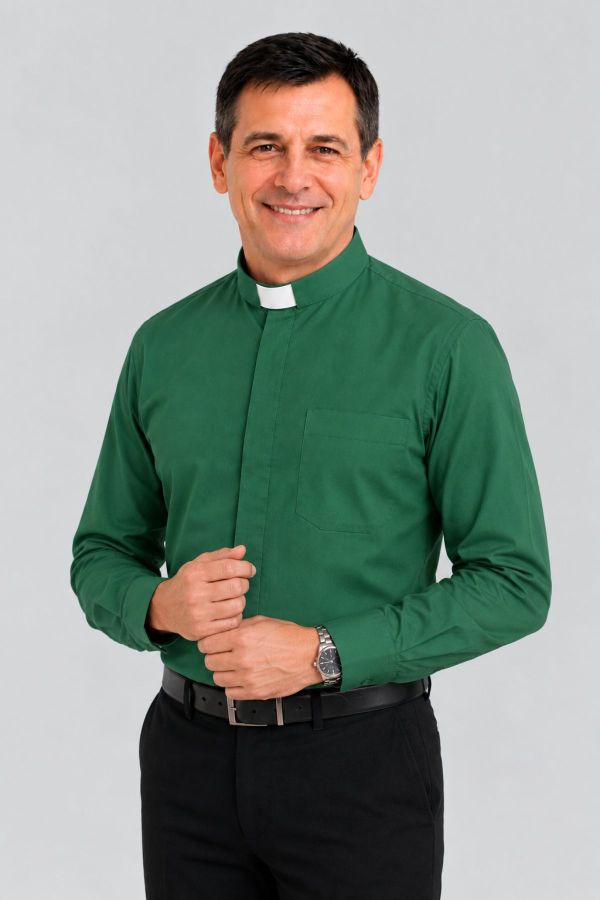 Men's Green Tab Collar Clergy Shirt for Priests