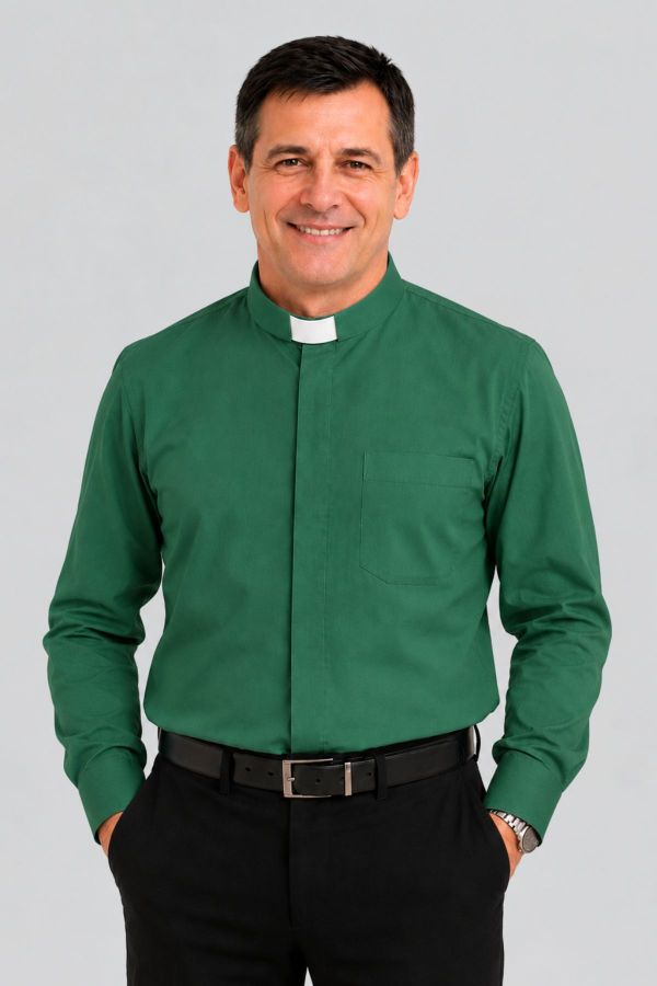 Men's Green Tab Collar Clergy Shirt for Priests