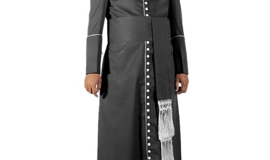 Black Mens Cassock with White Trim